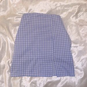 Windsor Checkered Blue Plaid Mini Skirt with a Side Slit
